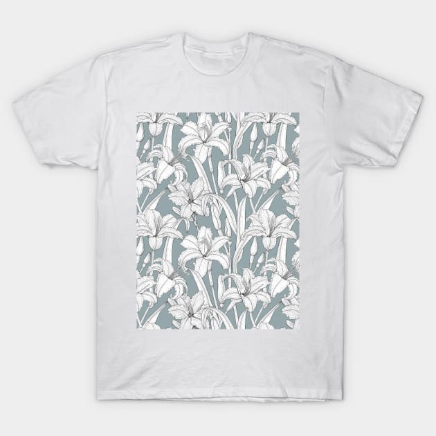 Daylilies on light blue T-Shirt by katerinamk